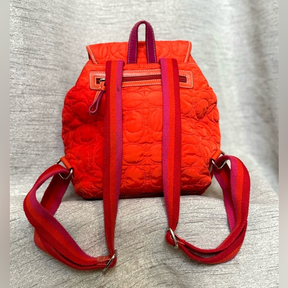 Coach - Vintage 2004 Orange Quilted Nylon & Leather Coach Mini Backpack With COA - Picture 11 of 11